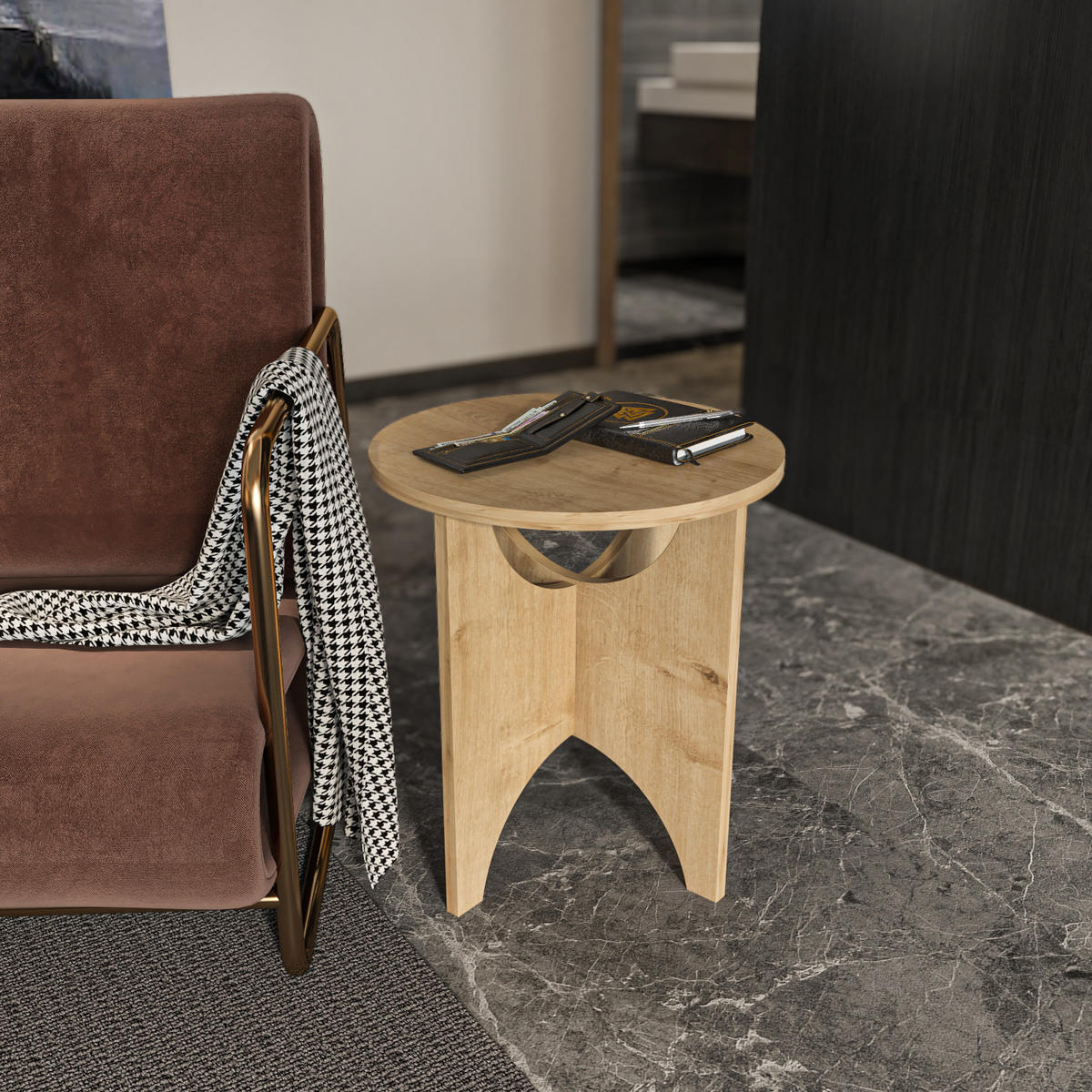 BEISTELLTISCH Merit Saphireiche - Honig, Holzwerkstoff (45/45/10cm) - Decorotika