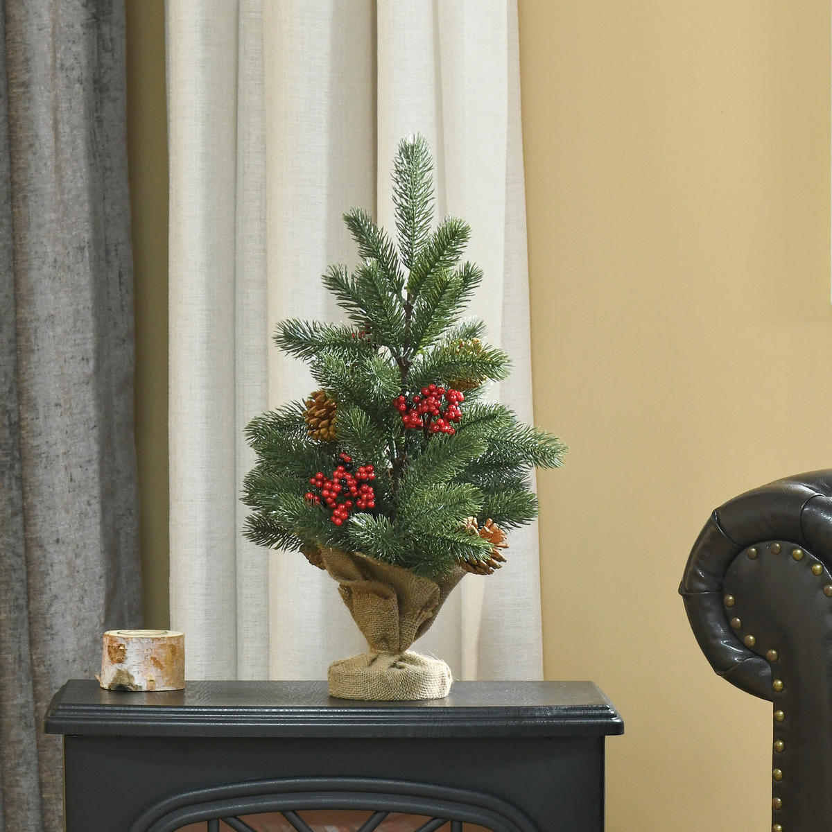 WEIHNACHTSBAUM DE-41616 Mini 50 cm, inkl. Schmuck und roten Beeren Grün/Mehrfarbig - Grün, Kunststoff (50cm) - ComfortXL
