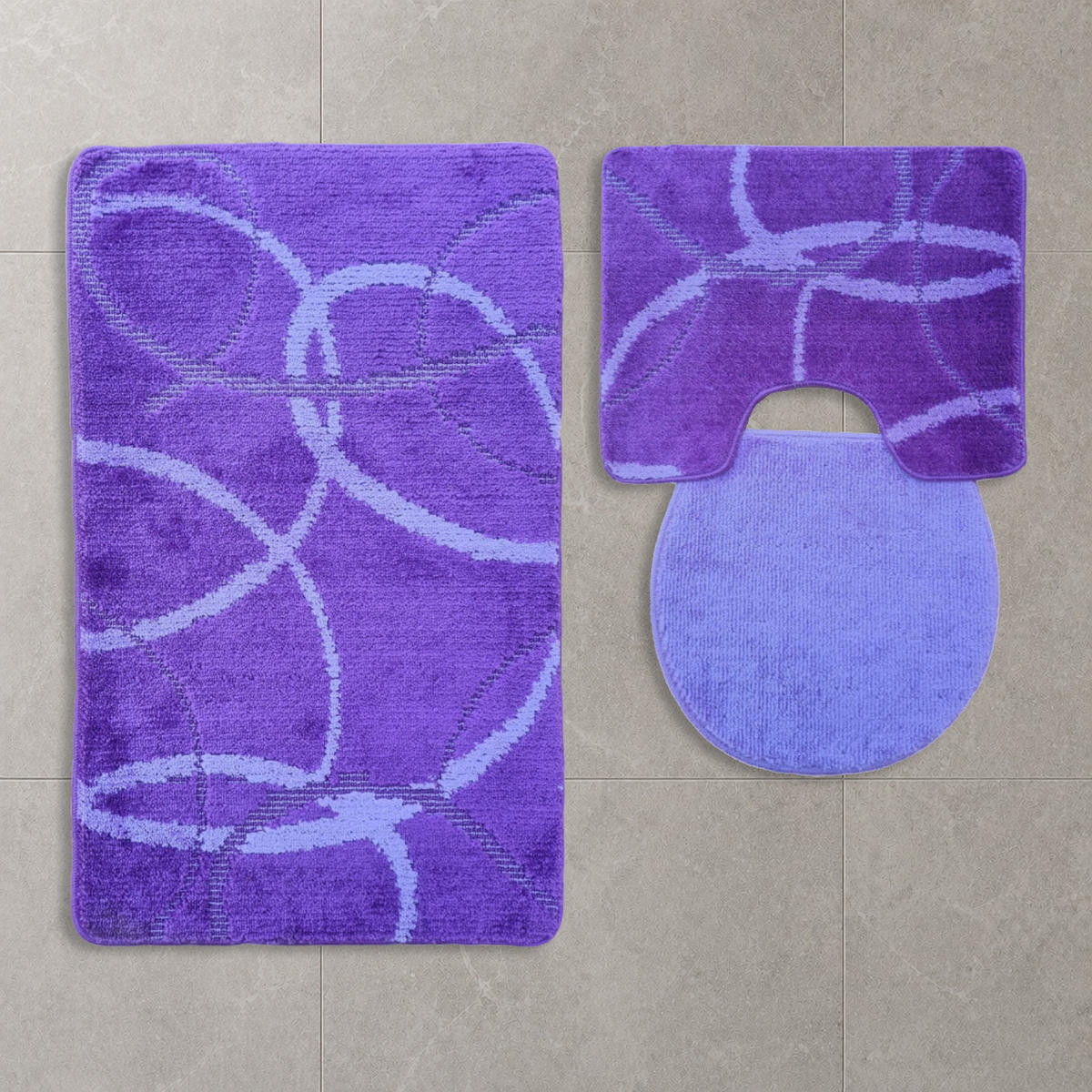 BADEMATTE Set 3 tlg LİLA - Lila, Textil (60/100cm) - ROLFNERS