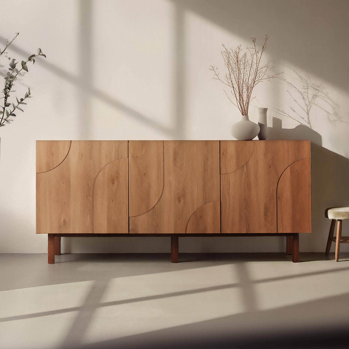 SIDEBOARD, Holz - Braun, Holz (40/75/160cm) - Oviala