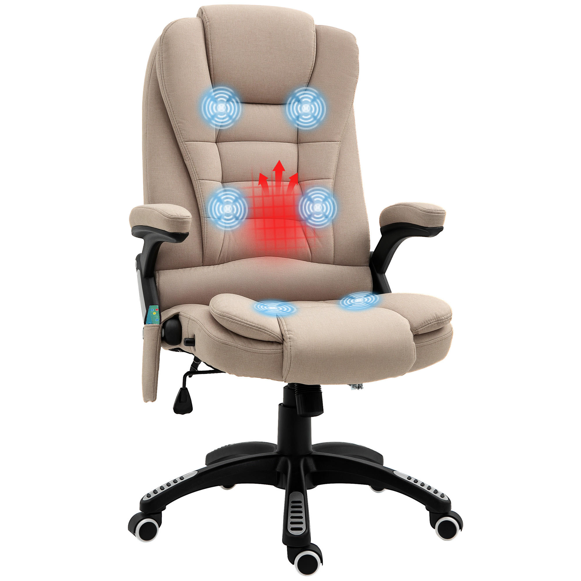 BÜROSTUHL mit Vibrationsmassage, Ergonomisch Schreibtischstuhl Höhenverstellbar - Schwarz/Braun, Kunststoff/Textil (74/116/67cm) - Vinsetto