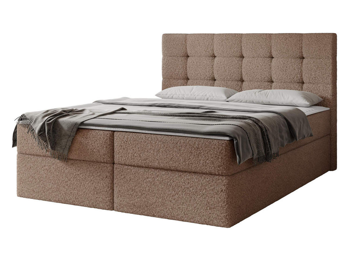 BOXBETT Luanda Boucle - H3 - Braun, Holzwerkstoff/Textil (180/200cm) - MIRJAN24