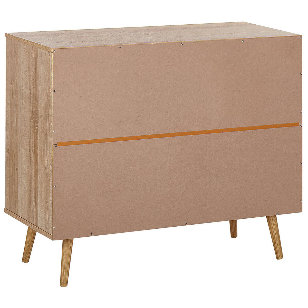 KOMODA 3 zásuvky Ratan světlejší Odstín dřeva Ponca - černá/světle hnědá, kompozitní dřevo (90/79/40cm) - Beliani