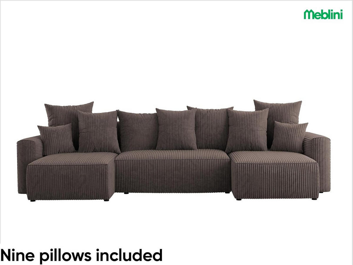 ECKSOFA SOLARIS U - Schwarz/Braun, Holzwerkstoff (312/142cm) - Meblini