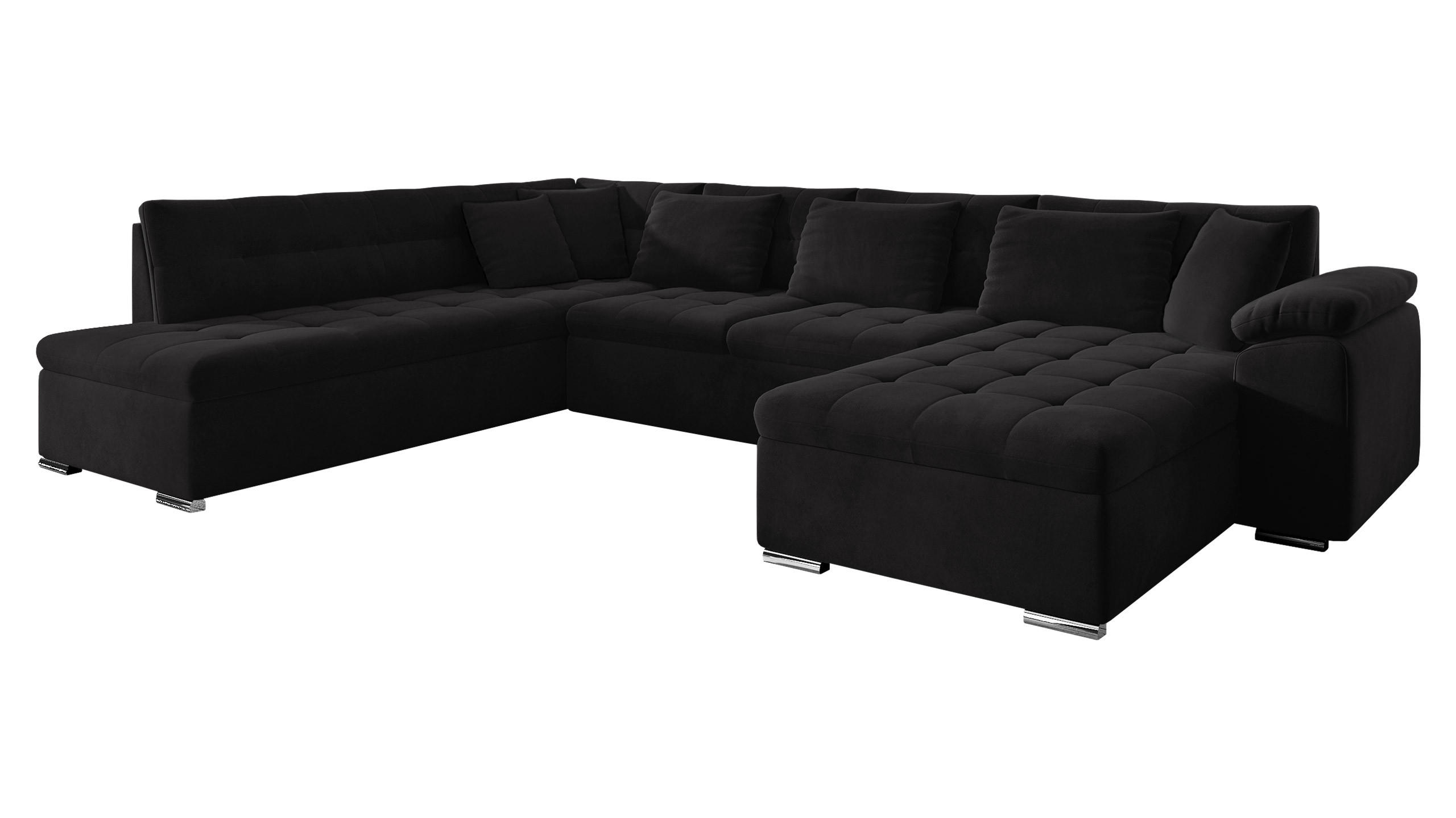 WOHNLANDSCHAFT Niko Bis, Seite: Rechts - Schwarz, Holz/Textil (348/76/205cm) - MIRJAN24