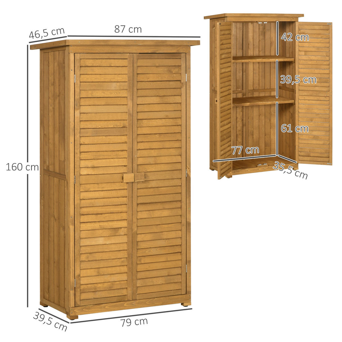 GERÄTESCHUPPEN DE-17605 2 Jalousietüren mit Bitumendach Naturholz - Naturfarben, Holz (87/160/46.5cm) - ComfortXL