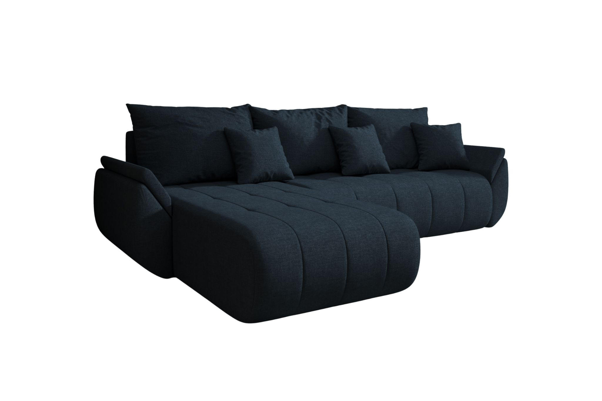ECKSOFA Mit Schlaffunktion Und Bettkasten TOKYO, Stoff WIND, Dunkelblau, Links - Dunkelblau, Holz (280/190cm) - Kaiser Möbel