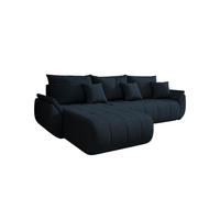 ECKSOFA Mit Schlaffunktion Und Bettkasten TOKYO, Stoff WIND, Dunkelblau, Links - Dunkelblau, Holz (280/190cm) - Kaiser Möbel
