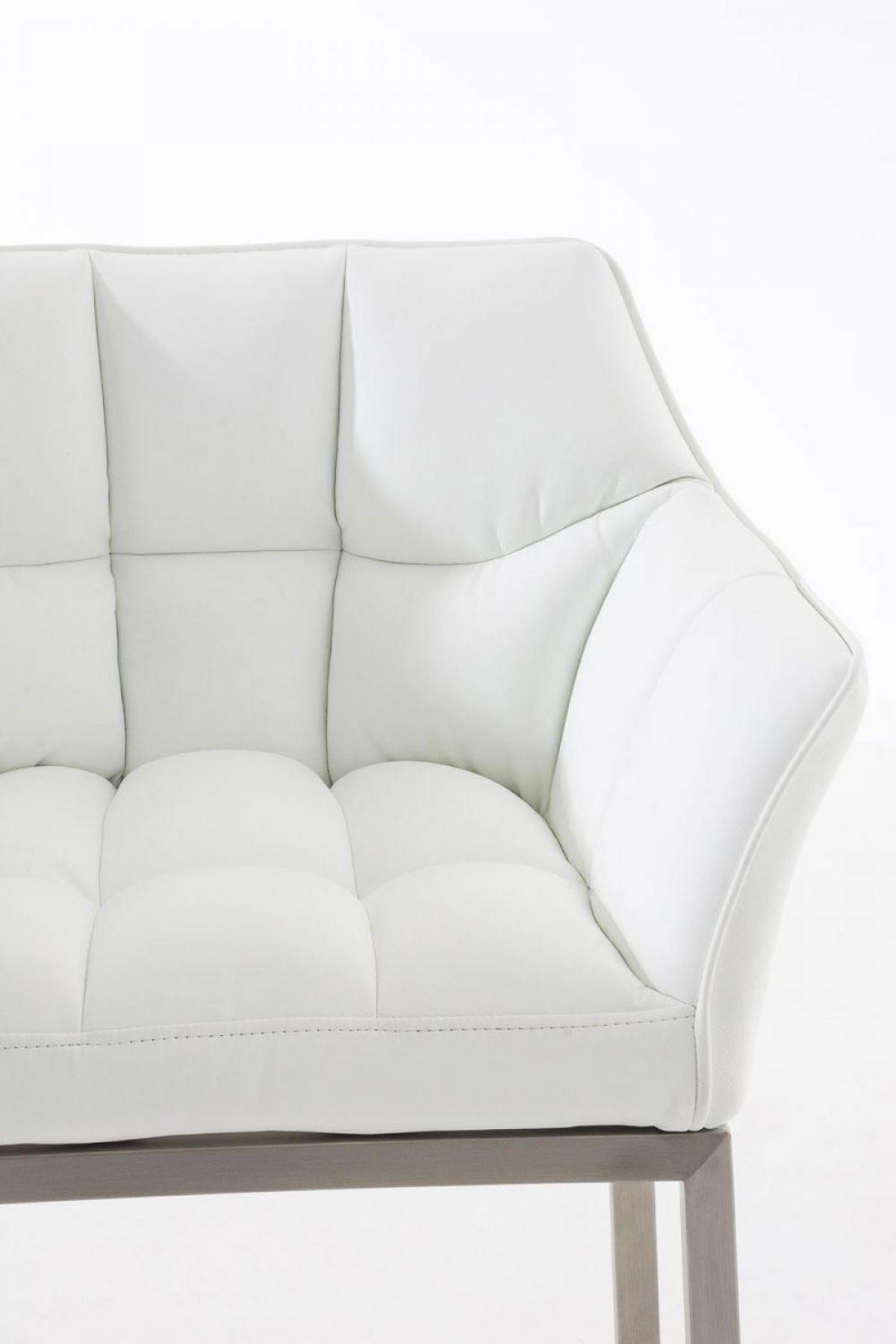 BARHOCKER 2er Set Lederlook Weiß - Edelstahlfarben/Weiß, Textil/Metall (64/110/48cm) - CLP