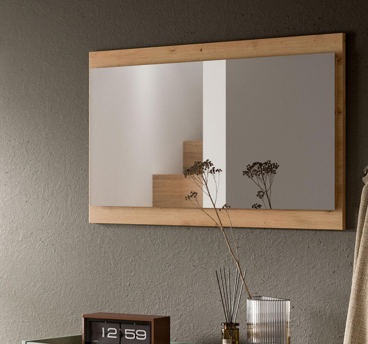 GARDEROBENSPIEGEL Artisan Eiche hängend, Wandspiegel 110 x 60 cm - Eiche Artisan, Glas/Holzwerkstoff (110/60/6cm) - Inn.Furn