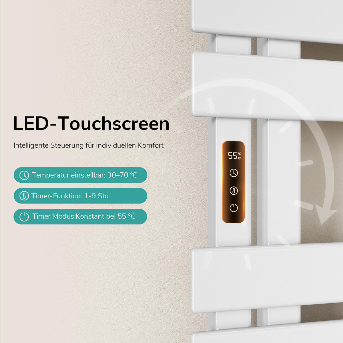 ELEKTRIČNI RADIJATOR S WLAN TERMOSTATOM bijeli 85/40 cm - bijela, metal (40/85/11cm) - EMKE