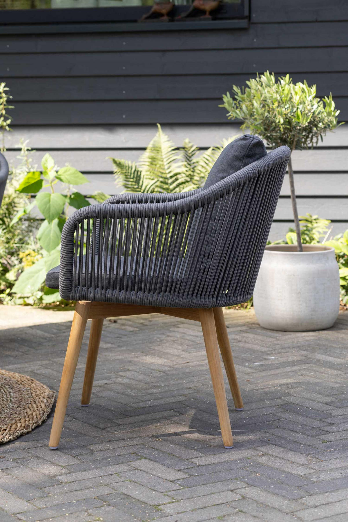 DININGSESSEL Solana Rope dark grey inkl.Kissen uni grey - Grau, Metall (63/79/59cm) - Mr. Deko