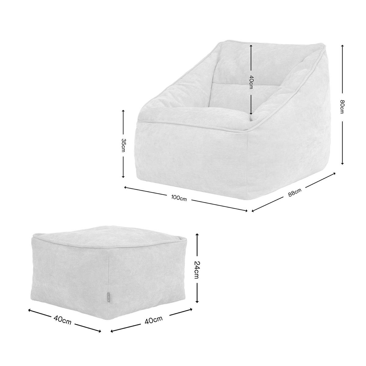 SITZSACK Sessel Chenille Natalia mit Hocker - Beige, Kunststoff/Textil (100/80/88cm) - icon
