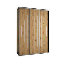 SCHWEBETÜRENSCHRANK 235,2/180/60 3-türig - Silberfarben/Schwarz, Holz/Metall (180/235/60cm) - Abiks Möbel