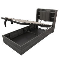 POLSTERBETT 90/200 cm Grau mit Stauraum, Ausgestattet mit USB und Tape-C-Steckdose - Grau, Holz (90/200cm) - Oxeza