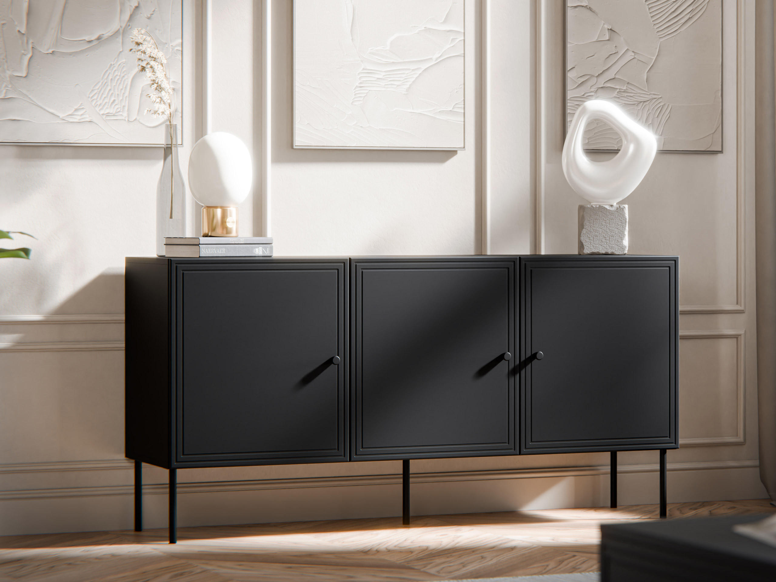 SIDEBOARD Palazzo Bis 150 3D - Schwarz, Holzwerkstoff/Kunststoff (151/75/40cm) - MIRJAN24