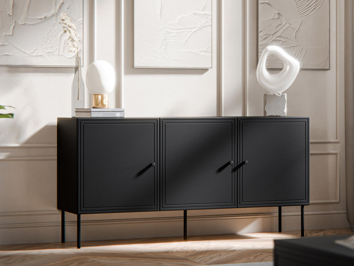 SIDEBOARD Palazzo Bis 150 3D - Schwarz, Holzwerkstoff/Kunststoff (151/75/40cm) - MIRJAN24