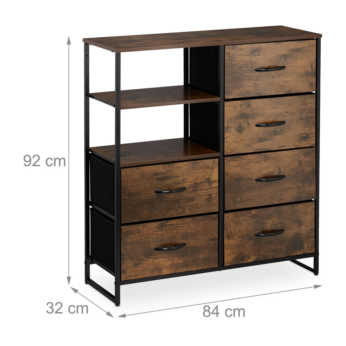 KOMMODE - Braun, Holz/Holzwerkstoff (84/92/32cm) - Relaxdays