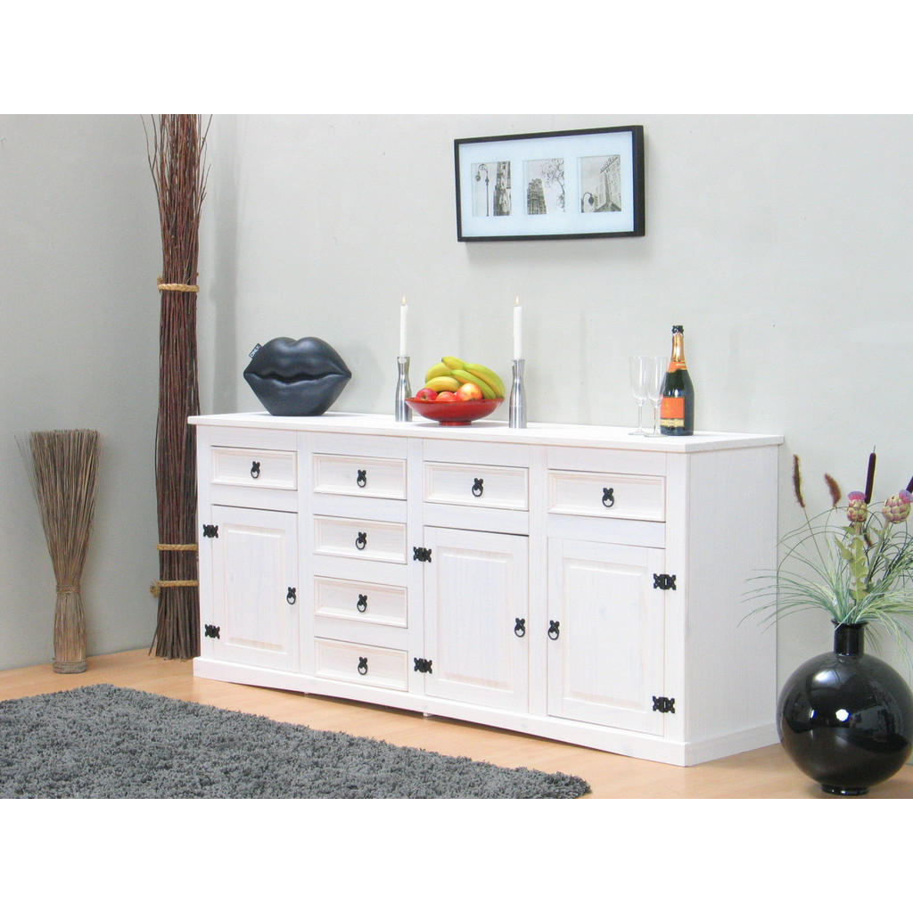Thumbnail - ebuy24 Sideboard, Weiß, Holz, Textil, 200x84x44 cm, Wohnzimmer, Kommoden & Sideboards, Sideboards