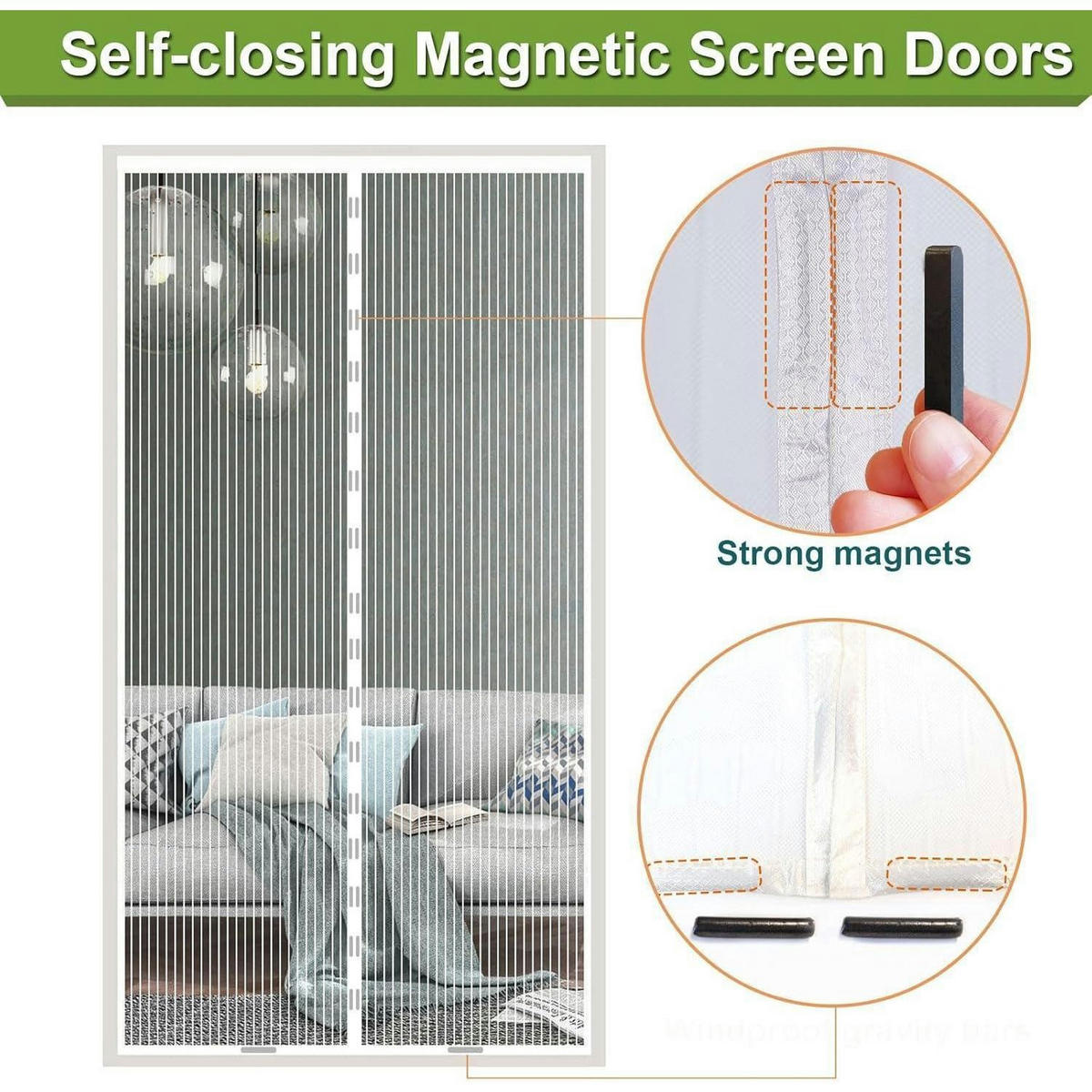 FLIEGENGITTER Tür 65 x 235 cm Weiß Magnetisch Ohne Bohren - Weiß, Textil (65/235/1cm)