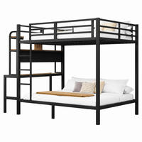 ETAGENBETT mit Schreibtisch 140x200 cm Metall MDF Schwarz - Schwarz, Metall (140/200cm) - Meubliv