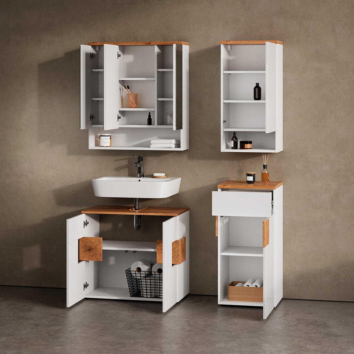 MIDISCHRANK Tanaro Weiß 40 x 84 cm - Weiß, Holzwerkstoff (40/84/37cm) - Livinity®