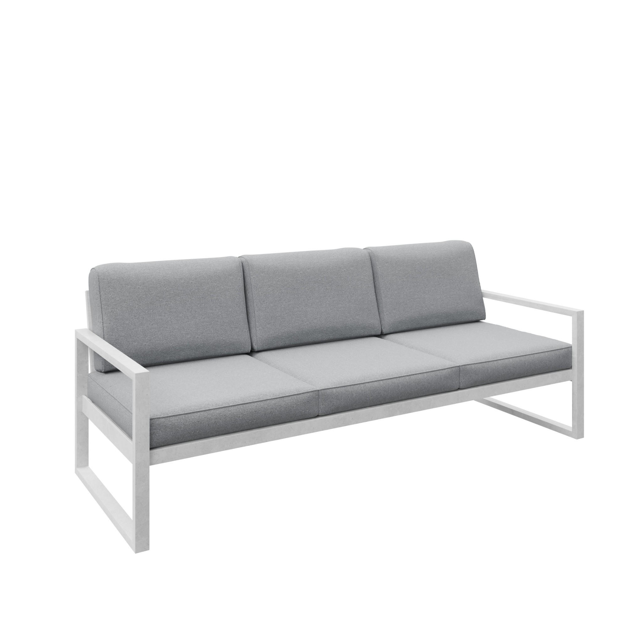 GARTENSOFA 3 Sitzer Madera 216x80cm, weiß, hellgrau - Hellgrau/Weiß, Kunststoff/Metall (216/86/80cm) - Margaret Hadas24