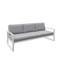GARTENSOFA 3 Sitzer Madera 216x80cm, weiß, hellgrau - Hellgrau/Weiß, Kunststoff/Metall (216/86/80cm) - Margaret Hadas24