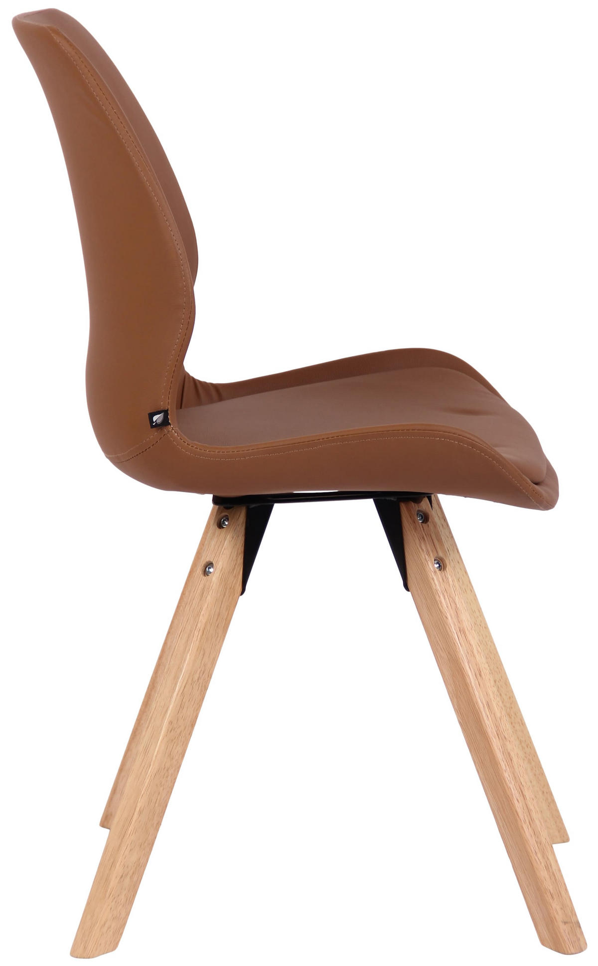 STUHL Lederlook hellbraun - Hellbraun/Eukalyptusholzfarben, Holz/Textil (49/87.5/58cm) - CLP