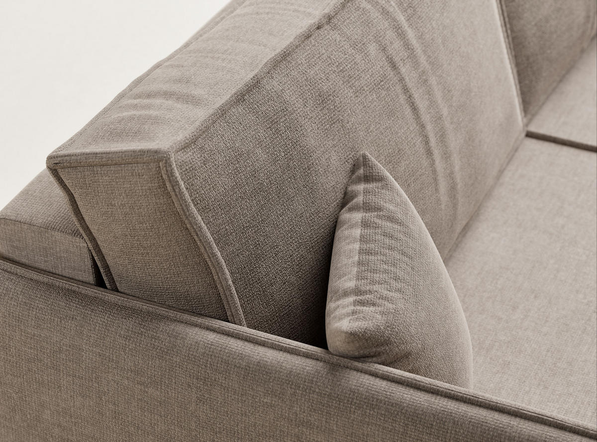 SOFA MIT SCHLAFFUNKTION Obra Grau braun Chenille-Stoff - Graubraun/Schwarz, Holz/Holzwerkstoff (220/70/107cm) - Maison de Reve