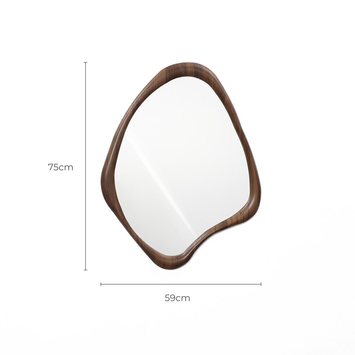 SPIEGEL braun, asymmetrisch, 75 × 60 cm, mit Holzrahmen - Braun, Glas/Holz (59/2.5/75cm) - Hometopia