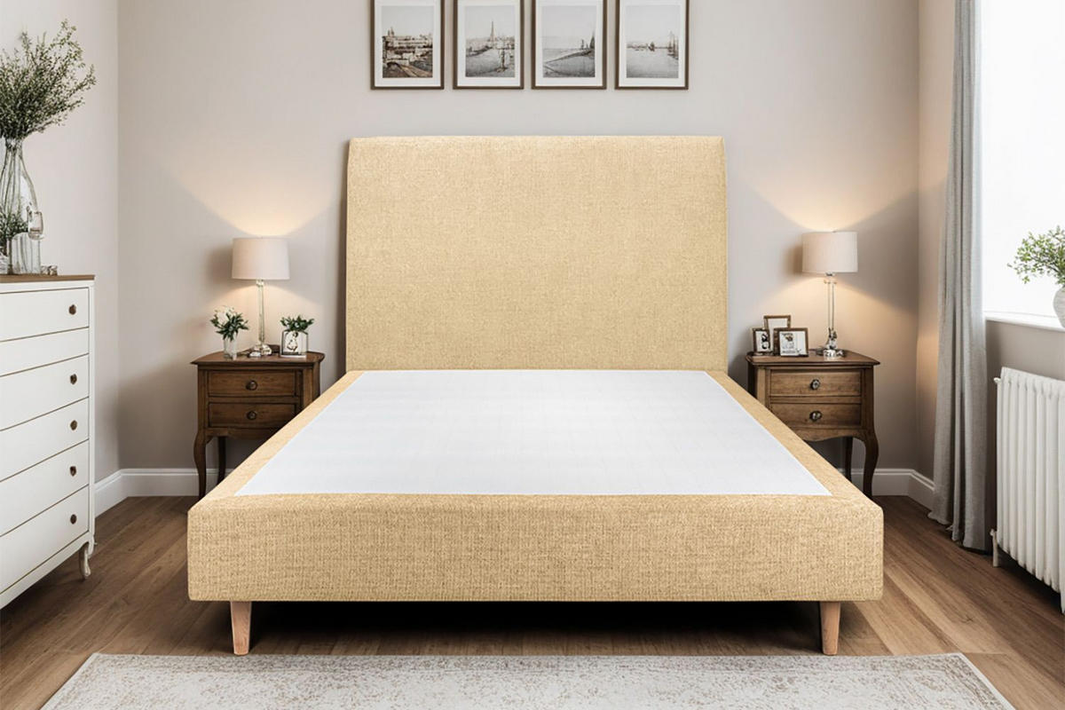 KOPFTEIL gepolstertes – gelber Stoff - 180 cm - Gelb/Beige, Holz (180/120/10cm) - Sommeil de Plomb