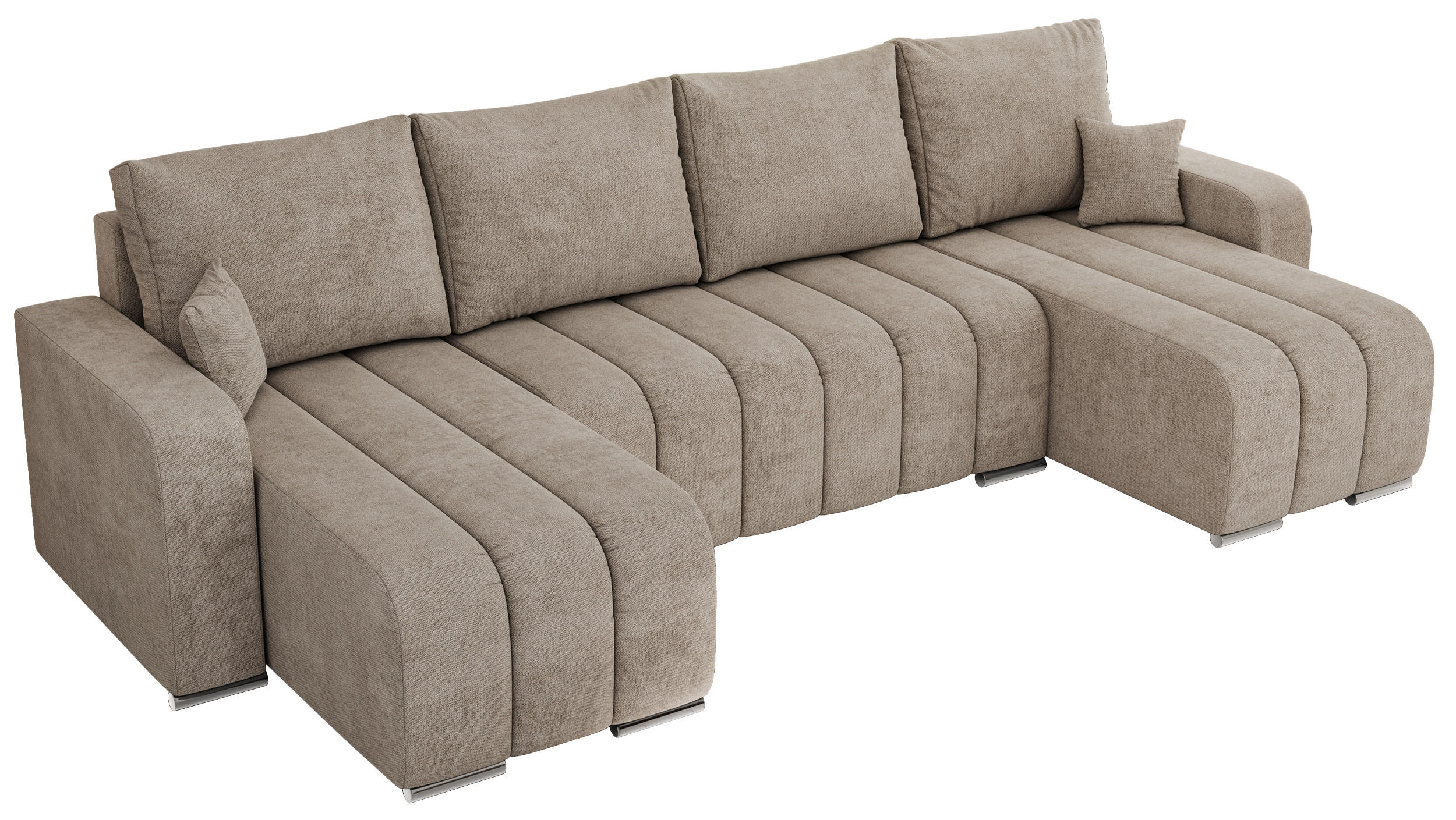 WOHNLANDSCHAFT KIRASSO U Beige Struktur - Beige/Grau, Textil/Metall (320/86/147cm) - MKS