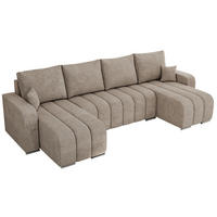 WOHNLANDSCHAFT KIRASSO U Beige Struktur - Beige/Grau, Textil/Metall (320/86/147cm) - MKS
