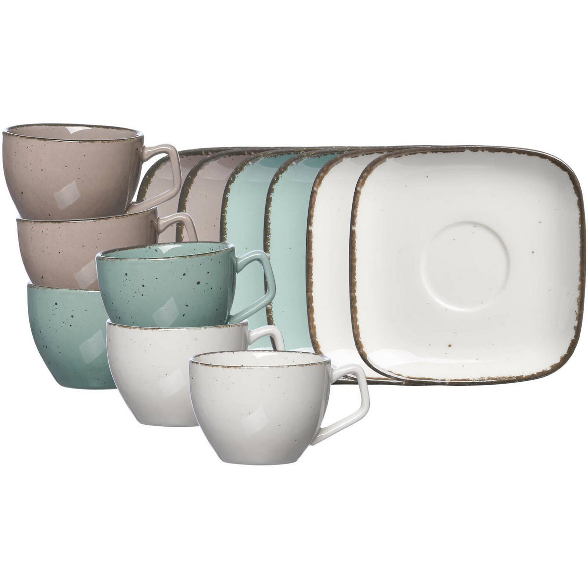 ESPRESSOTASSEN MIT UNTERTASSEN Casa bunt 80 ml 6er Set - Multicolor, Keramik (0.08L) - Ritzenhoff Breker