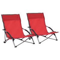 KLAPPBARE Strandstühle 2Er Set Rot Stoff - Rot, Textil (65.5/66/55.5cm) - vidaXL
