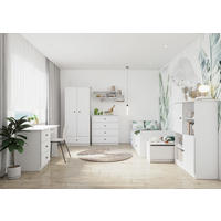 JUGENDZIMMER Livani in Weiß 6-teiliges Kinderzimmer Komplettset mit grauen Griffen - Weiß, Holzwerkstoff (80/200/120cm)