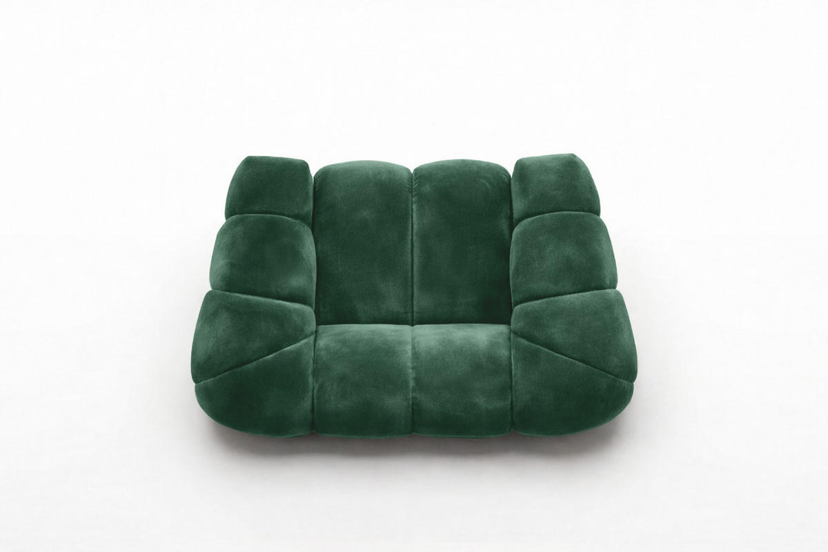 SESSEL modular, Veloursstoff Bluvel, Grün, CROISSANT - Grün, Holz (168/72/115cm) - Kaiser Möbel