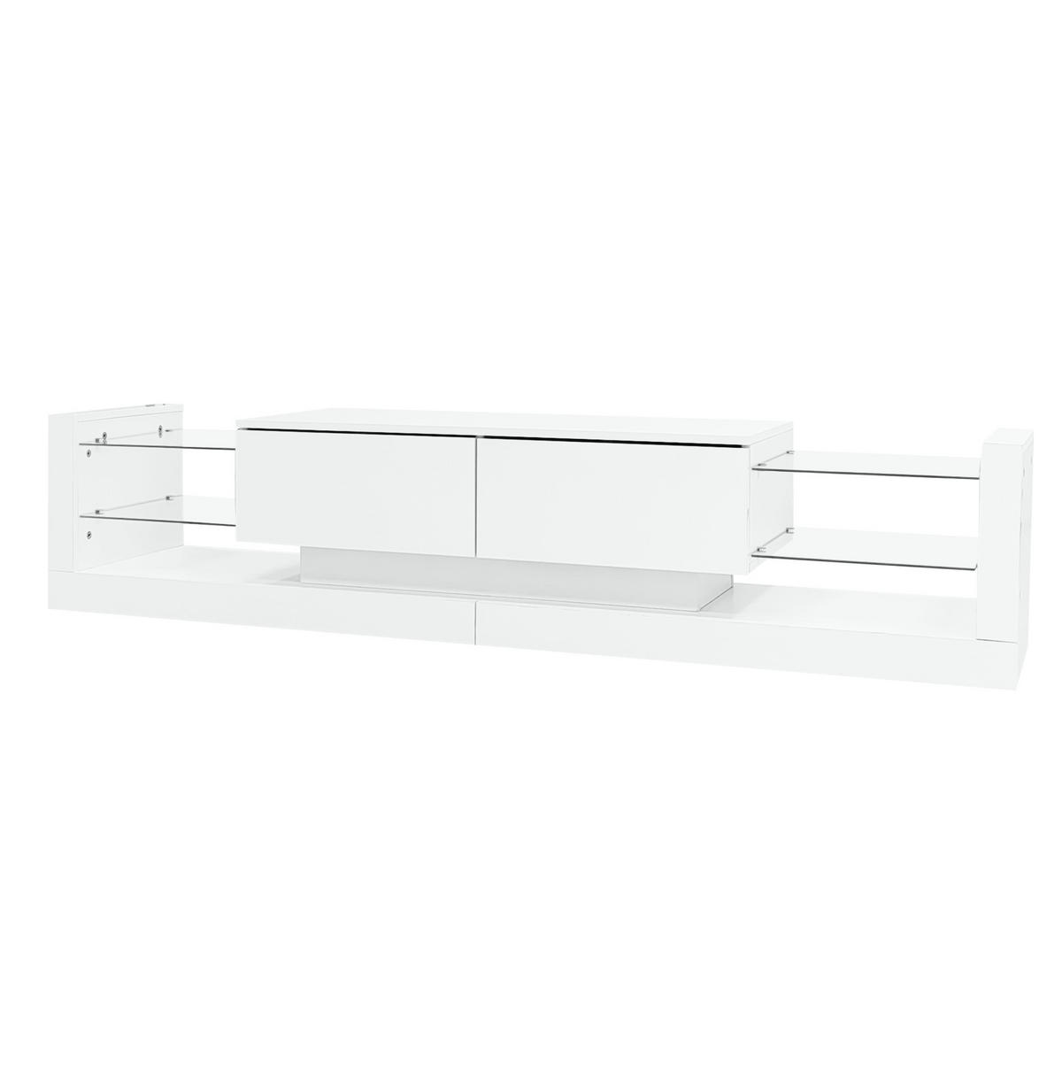 TV-SCHRANK-SET mit Couchtisch in Weiß Hochglanz, erweiterbar 181/38/38 cm + 100/50/40.3 cm - Weiß, Holzwerkstoff (50/181/78.3cm) - Redom