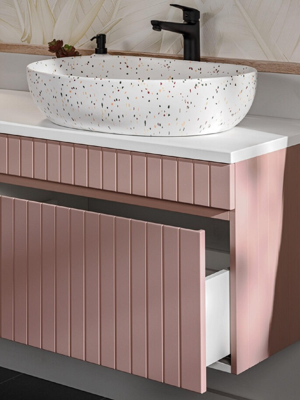BADMÖBEL-SET 6 Teile - Iconic Rose I BM14 in Antike Rose/Weiß - Rosa/Weiß, Holz (100/160/46cm)
