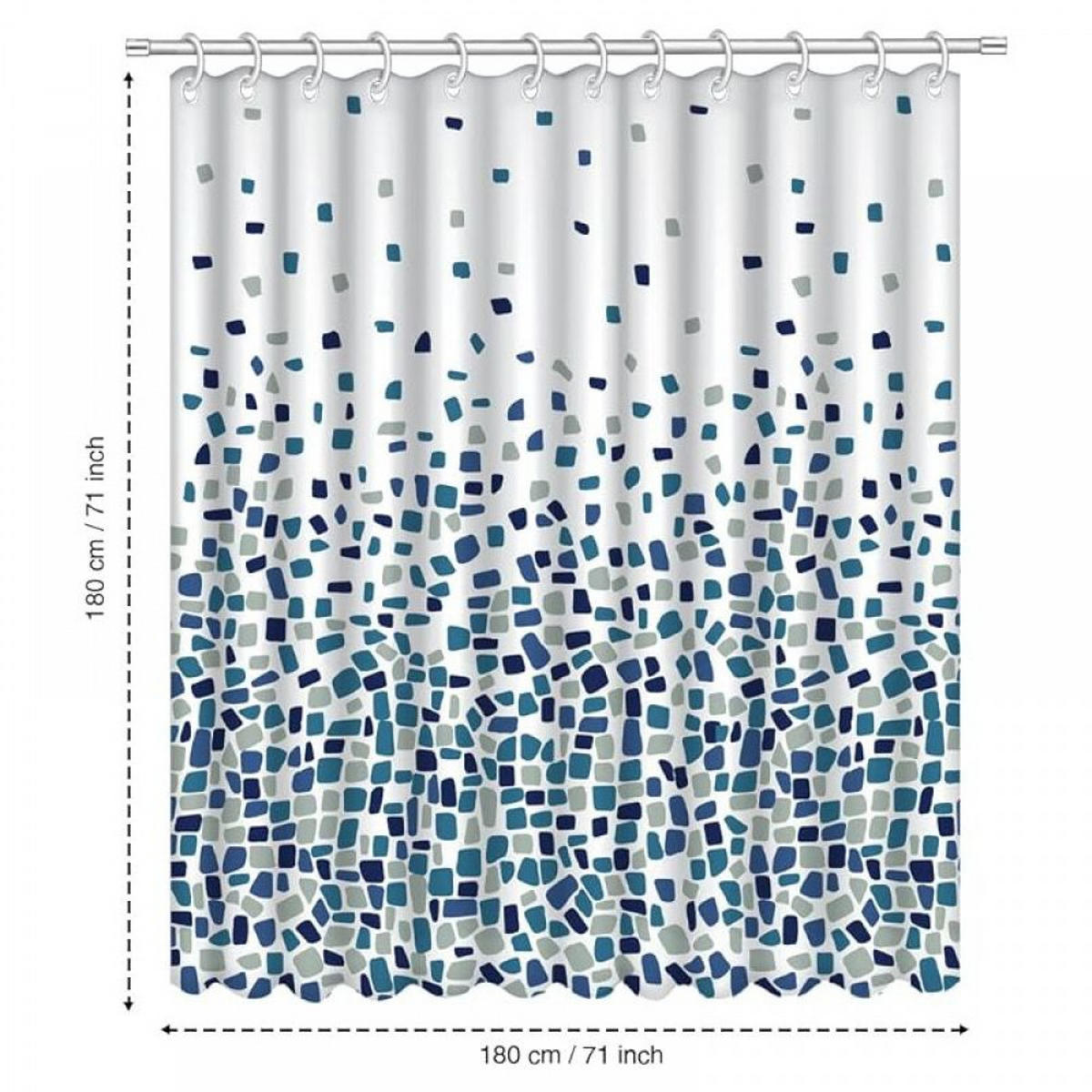 DUSCHVORHANG Blau Mosaik Muster Polyester waschbar schimmelresistent - Weiß, Textil (180/180cm) - MCBOSON