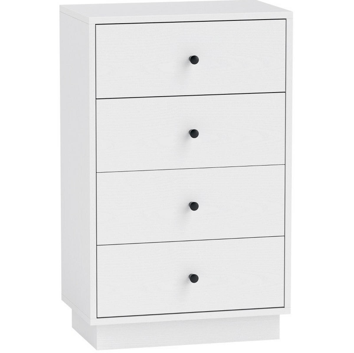 KOMMODE aus Spanplatte 47x29x75 cm Weiß mit 4 Schubladen und Anti-Kipp-Schutz - Weiß, Holzwerkstoff (47/75/29cm) - IVMEU
