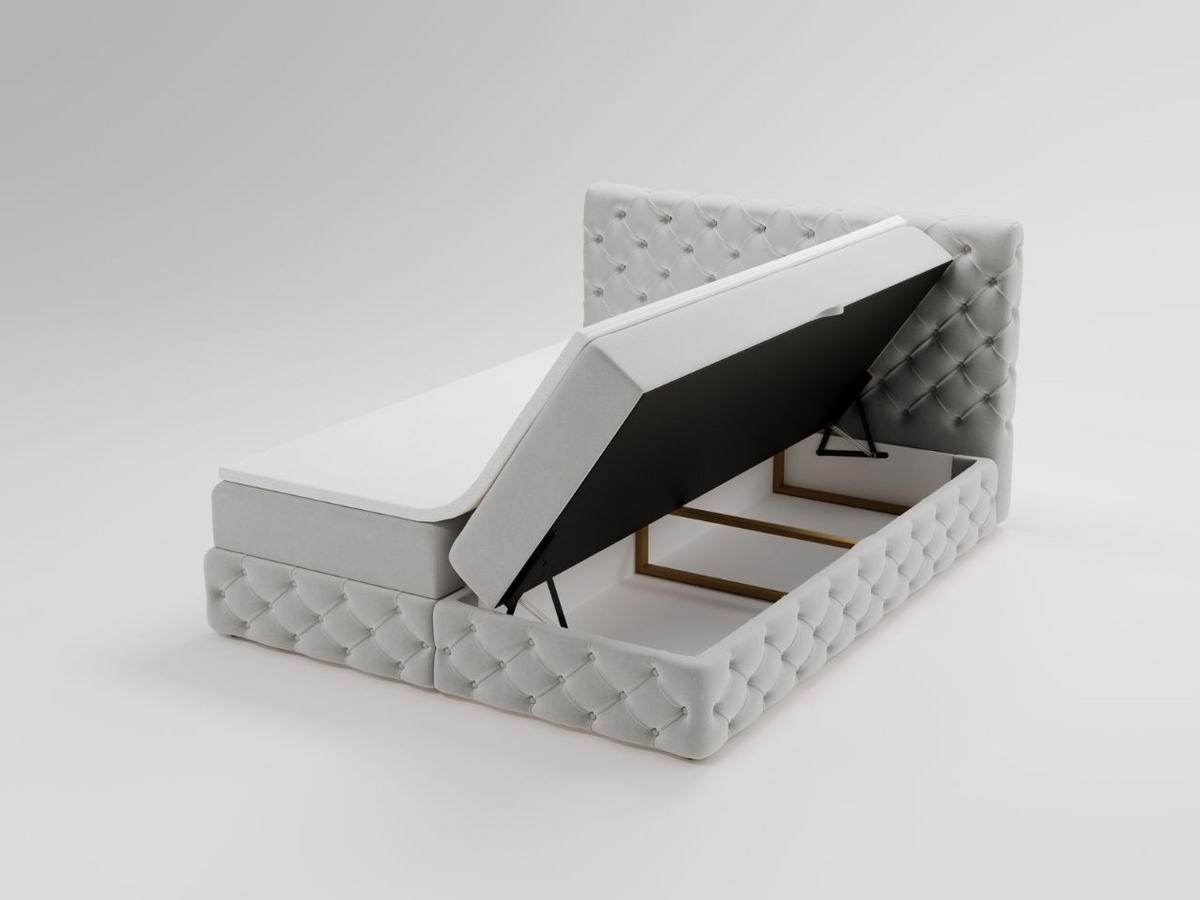 BOXBETT Canolo 140x200 Hellgrau - Hellgrau, Holz/Textil (140/200cm) - Graingold