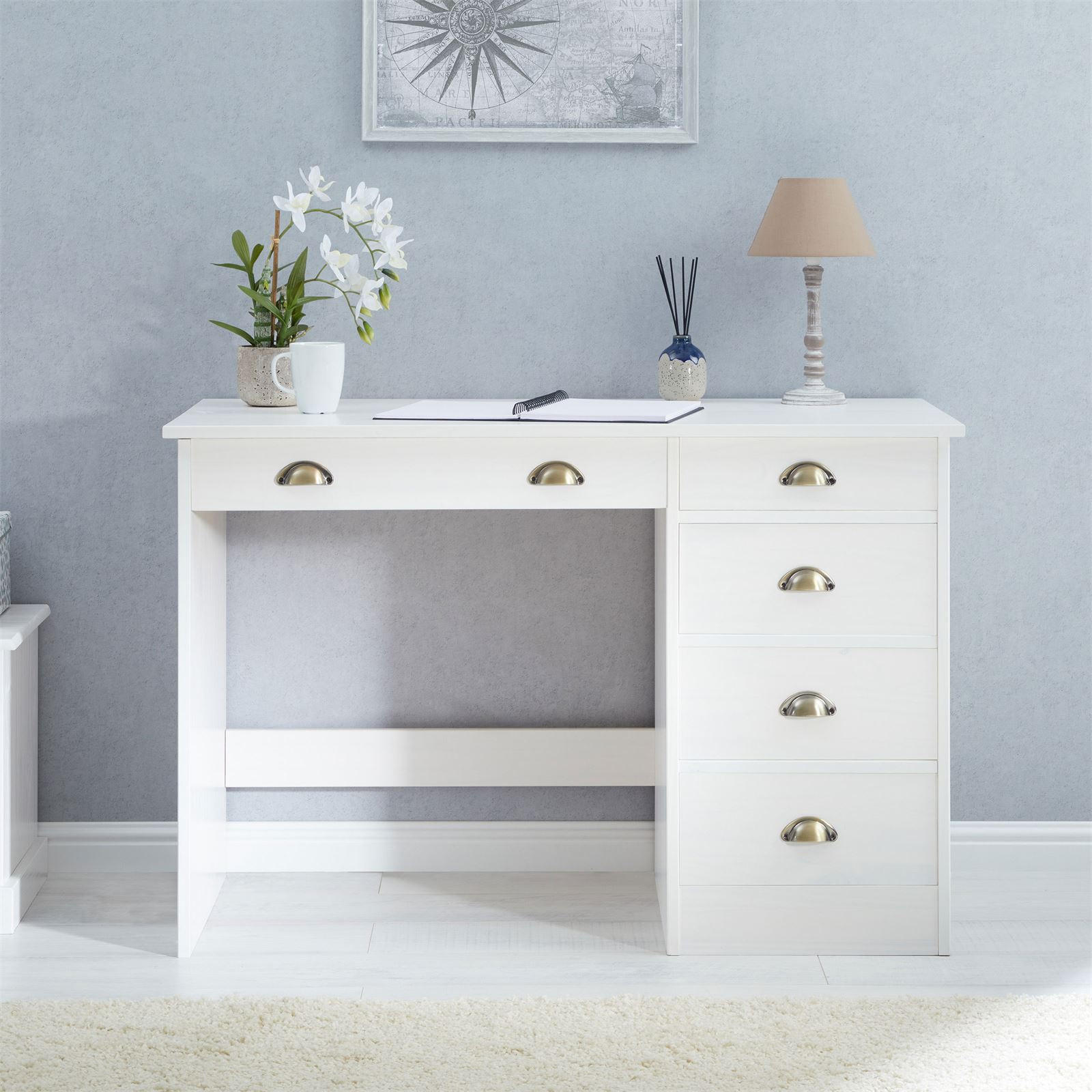 SCHREIBTISCH LANA - Weiß, Holz (54/114/76cm) - IDIMEX