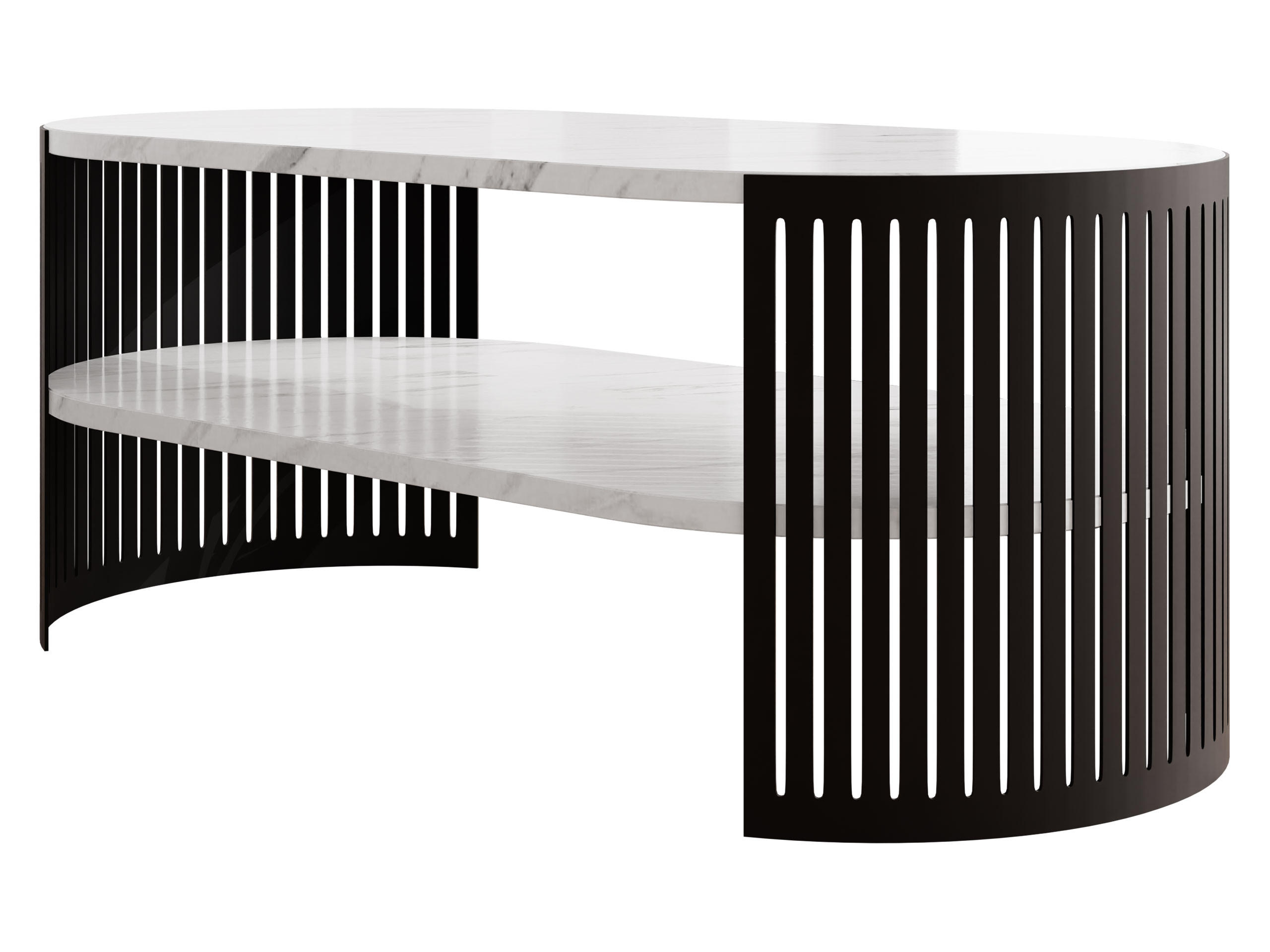 COUCHSITCH Fikoli Oval I - Schwarz/Weiß, Holzwerkstoff/Metall (100/50/40cm) - MIRJAN24