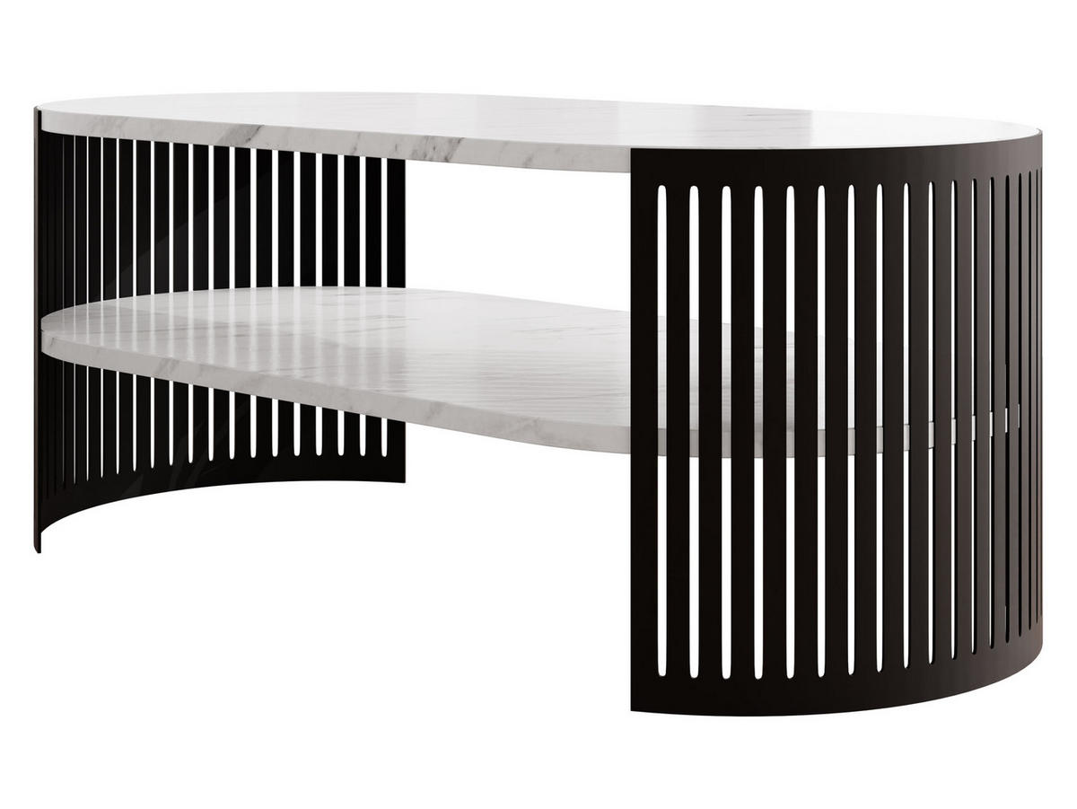 COUCHSITCH Fikoli Oval I - Schwarz/Weiß, Holzwerkstoff/Metall (100/50/40cm) - MIRJAN24
