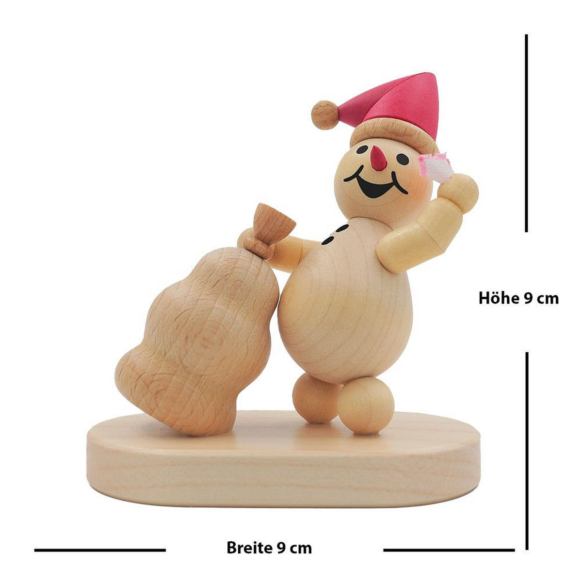 HOLZFIGUR Schneemann Junior Weihnachtswichtel auf Sockel 7 cm - Multicolor, Holz (9/10/0.1cm)