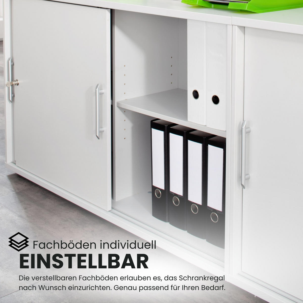 SCHIEBETÜRENSCHRANK - 2 Ordnerhöhen 40/120/74,8 cm in Graphitfarben/Grau Chromgriff (Metall) - Graphitfarben/Grau, Holzwerkstoff (120/74.8/40cm) - bümö
