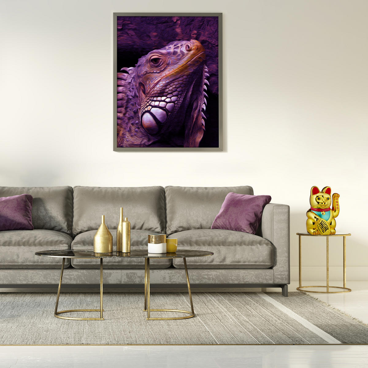 WINKEKATZE - zlatá, kov/plast (33/24/48cm) - Relaxdays