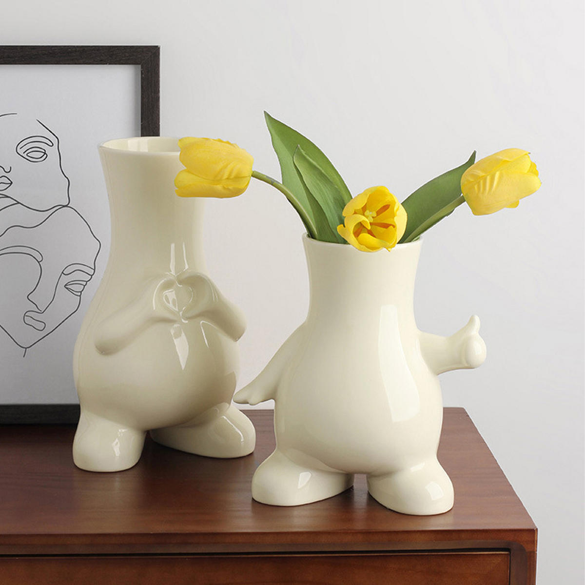 VASE 18 x 11,5 x 20 cm Keramik - Beige, Glas (20cm) - LIBRATON